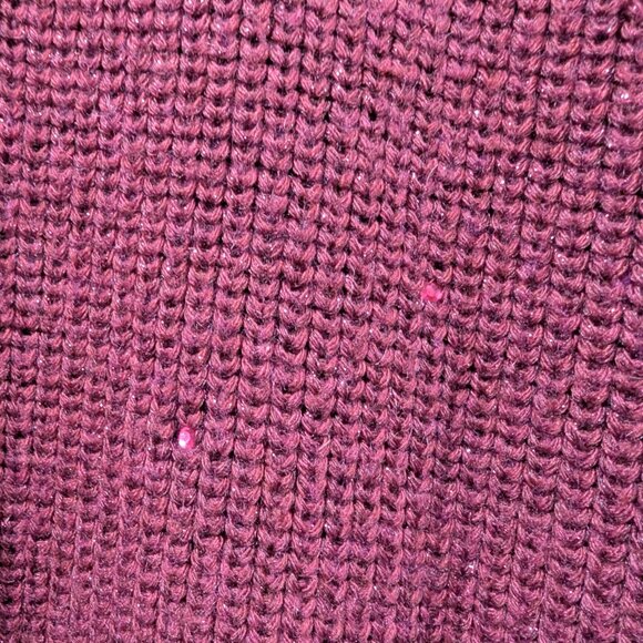 Michael Michael Kors Maroon Sequin Wool Mohair Chunky Knit Mock Neck Sweater XL - Picture 4 of 7